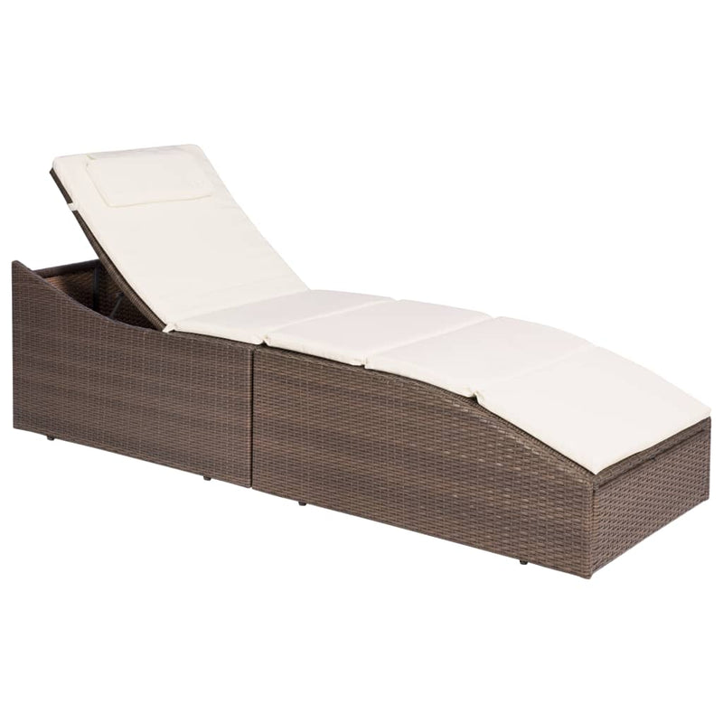 Ligbed met kussen poly rattan bruin MeubelReus