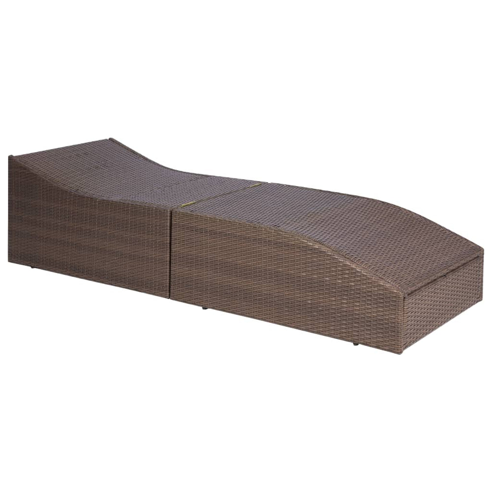 Ligbed met kussen poly rattan bruin MeubelReus