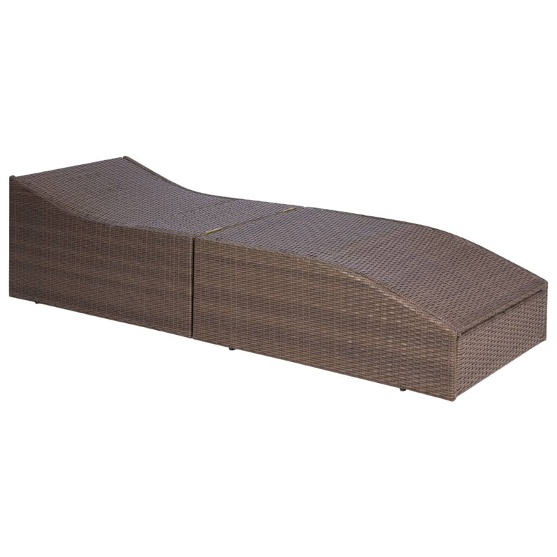 Ligbed met kussen poly rattan bruin MeubelReus