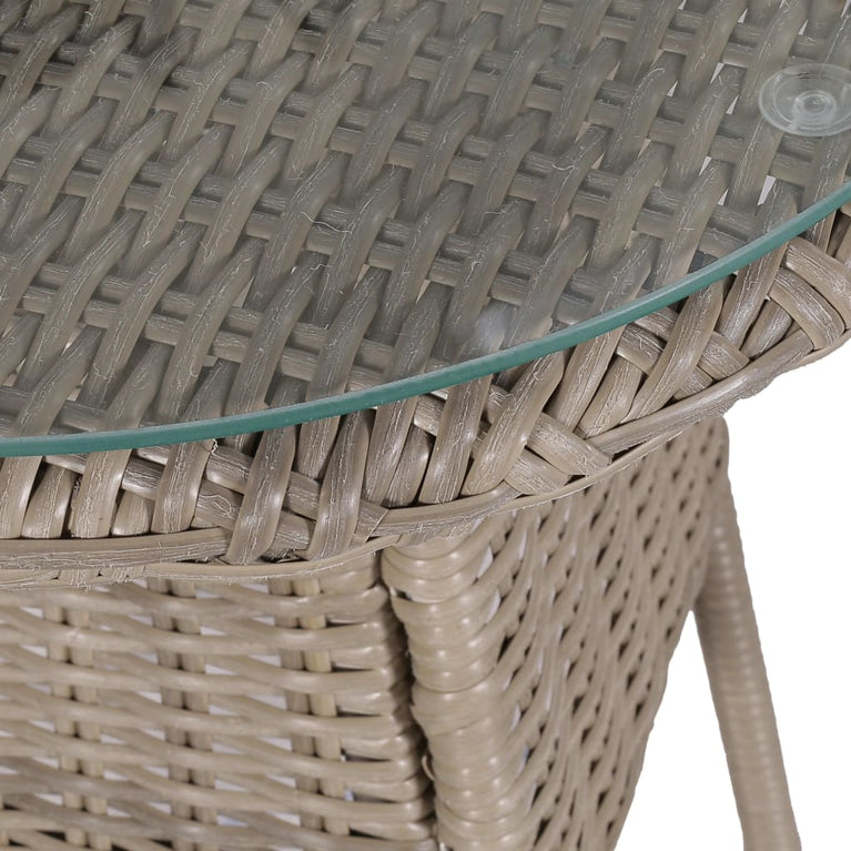 3-delige Bistroset met kussens poly rattan bruin MeubelReus