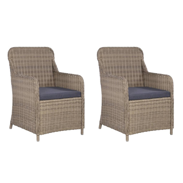 3-delige Bistroset met kussens poly rattan bruin MeubelReus