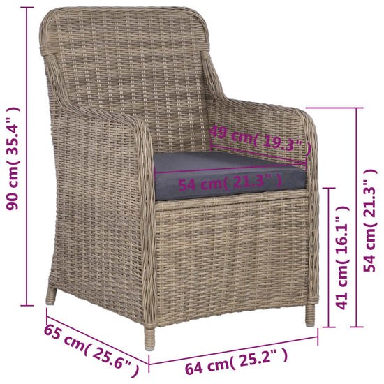 3-delige Bistroset met kussens poly rattan bruin MeubelReus