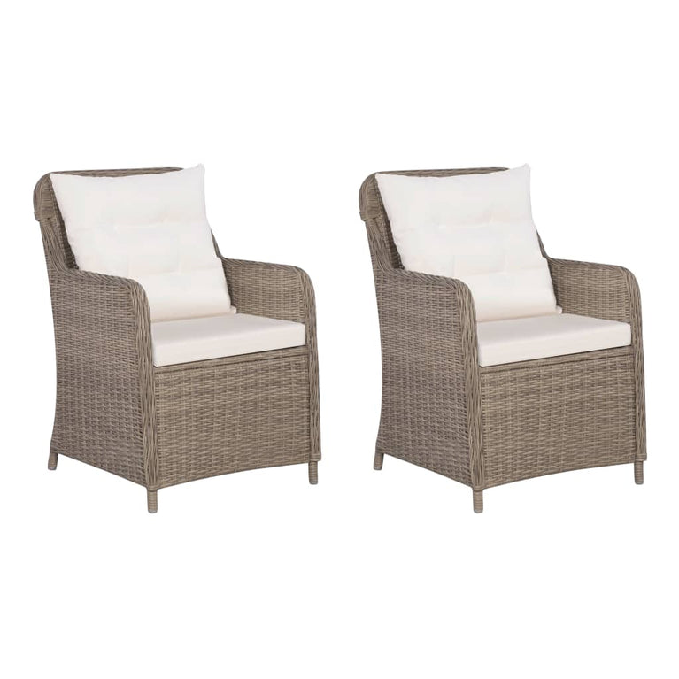 3-delige Bistroset met kussens poly rattan bruin MeubelReus
