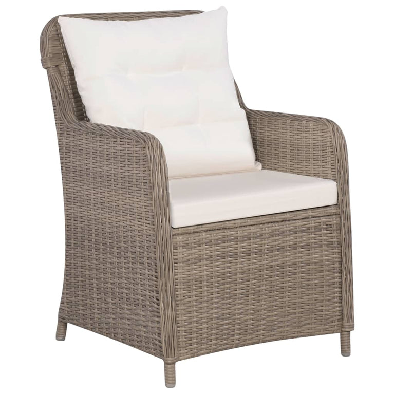 3-delige Bistroset met kussens poly rattan bruin MeubelReus