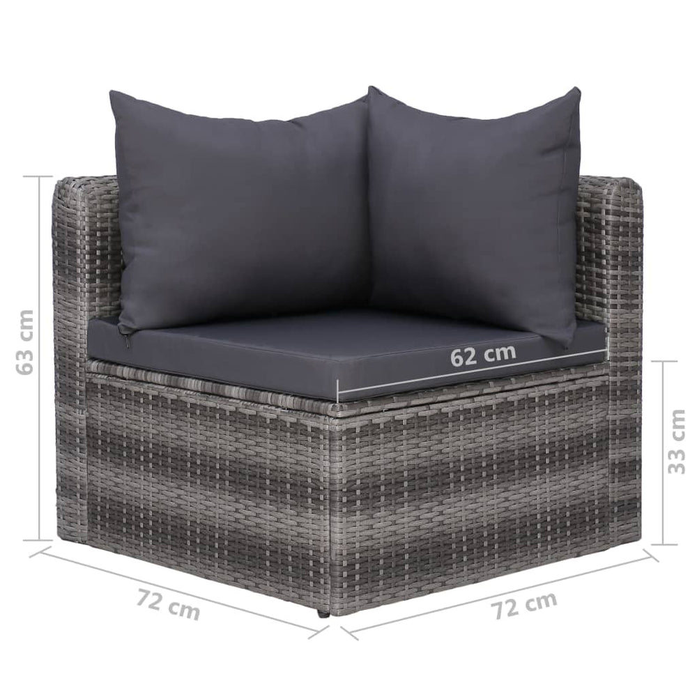 8-delige Loungeset met kussens poly rattan grijs MeubelReus