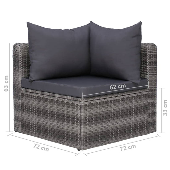 8-delige Loungeset met kussens poly rattan grijs MeubelReus