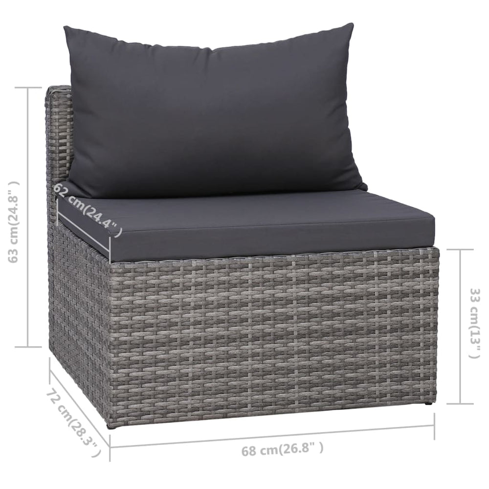 8-delige Loungeset met kussens poly rattan grijs MeubelReus