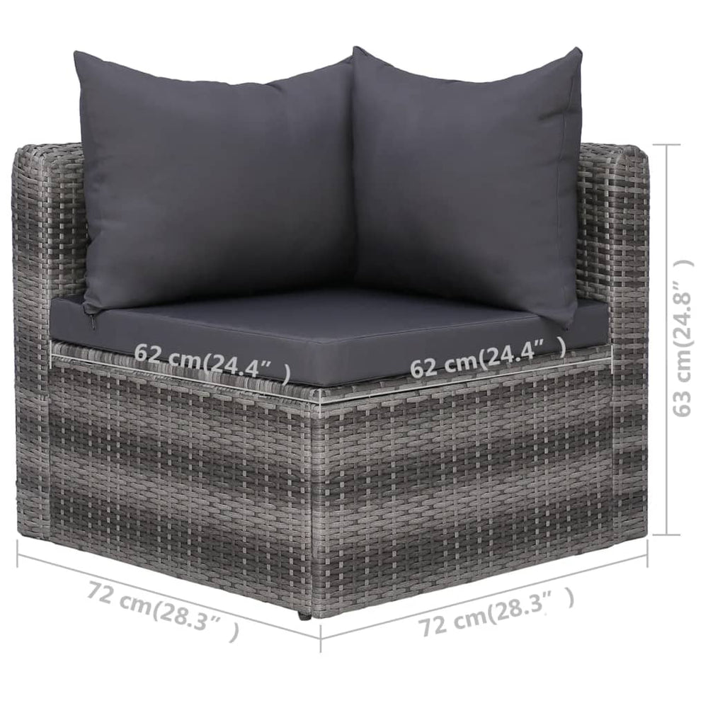 6-delige Loungeset met kussens poly rattan grijs MeubelReus