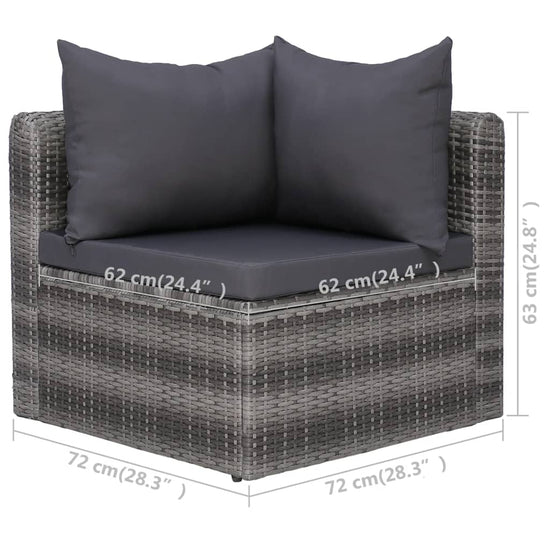 6-delige Loungeset met kussens poly rattan grijs MeubelReus