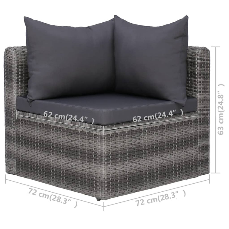 6-delige Loungeset met kussens poly rattan grijs MeubelReus