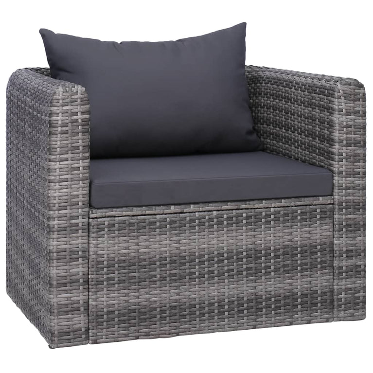 6-delige Loungeset met kussens poly rattan grijs MeubelReus