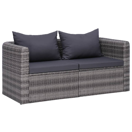 Tuinhoekbanken 2 st poly rattan grijs MeubelReus