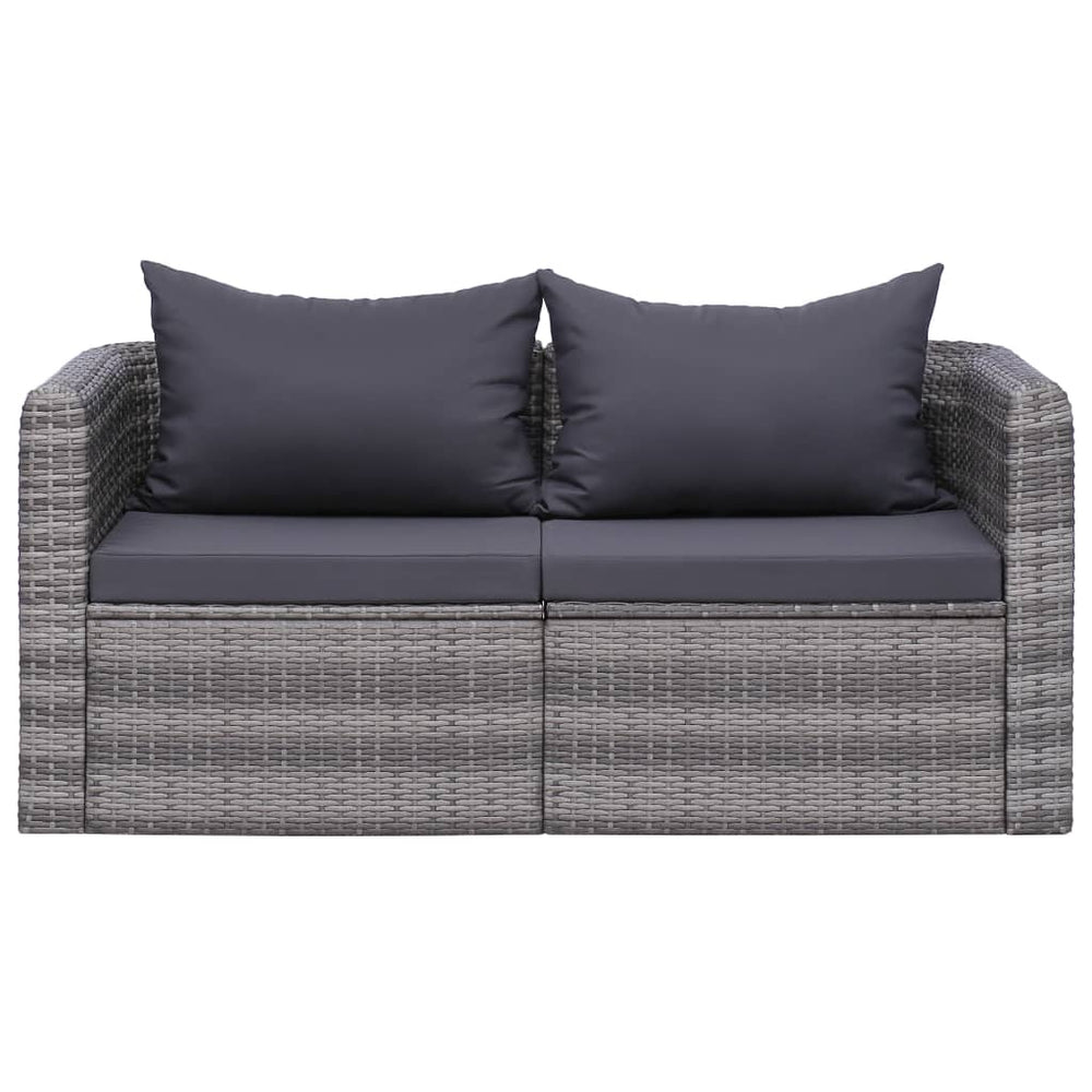 Tuinhoekbanken 2 st poly rattan grijs MeubelReus