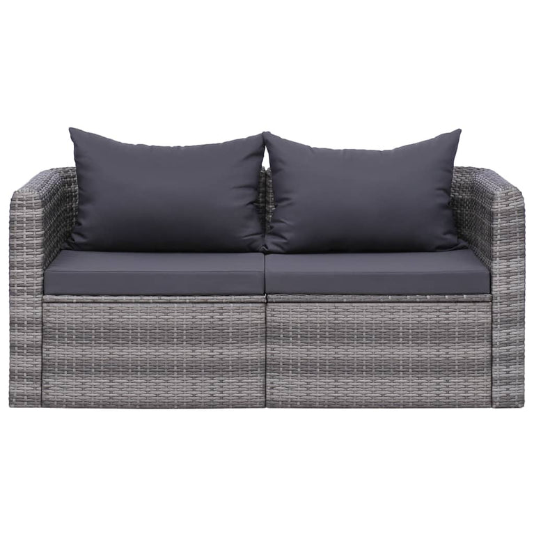 Tuinhoekbanken 2 st poly rattan grijs MeubelReus