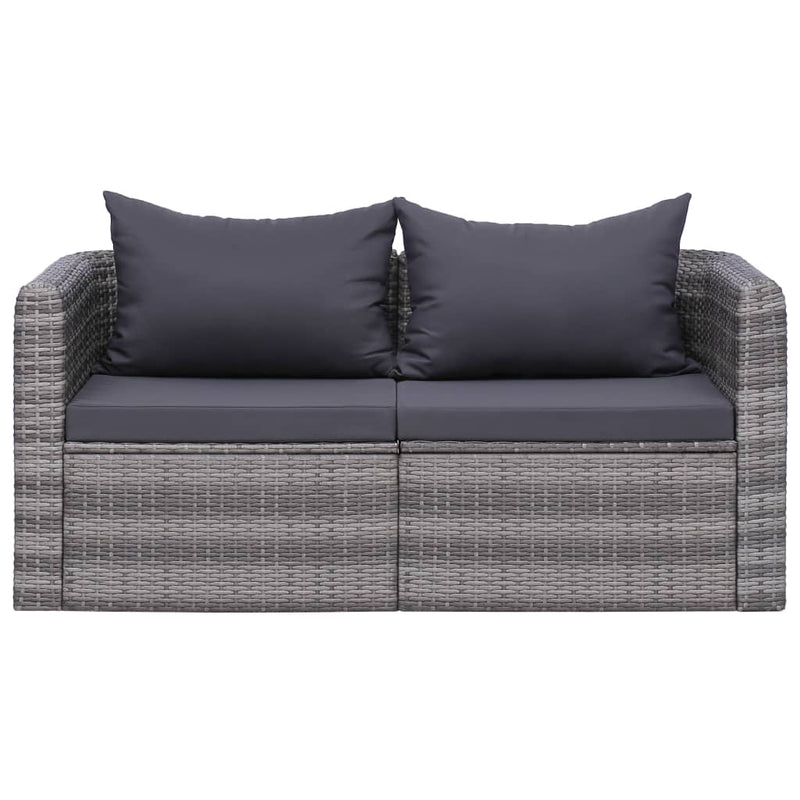 Tuinhoekbanken 2 st poly rattan grijs MeubelReus
