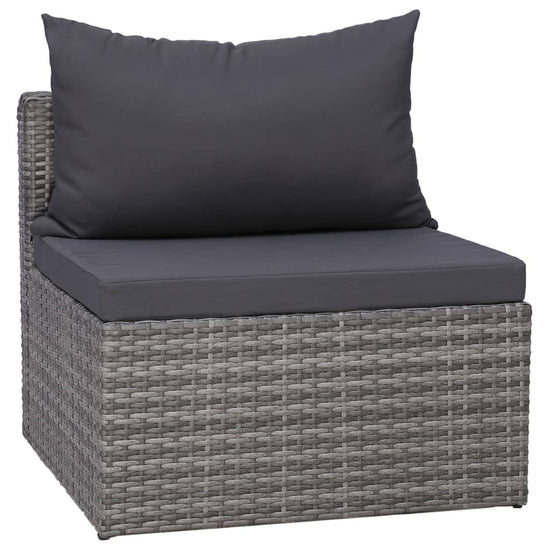 3-delige Loungeset met kussens poly rattan grijs MeubelReus