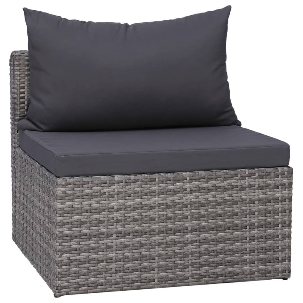 4-delige Loungeset met kussens poly rattan grijs MeubelReus