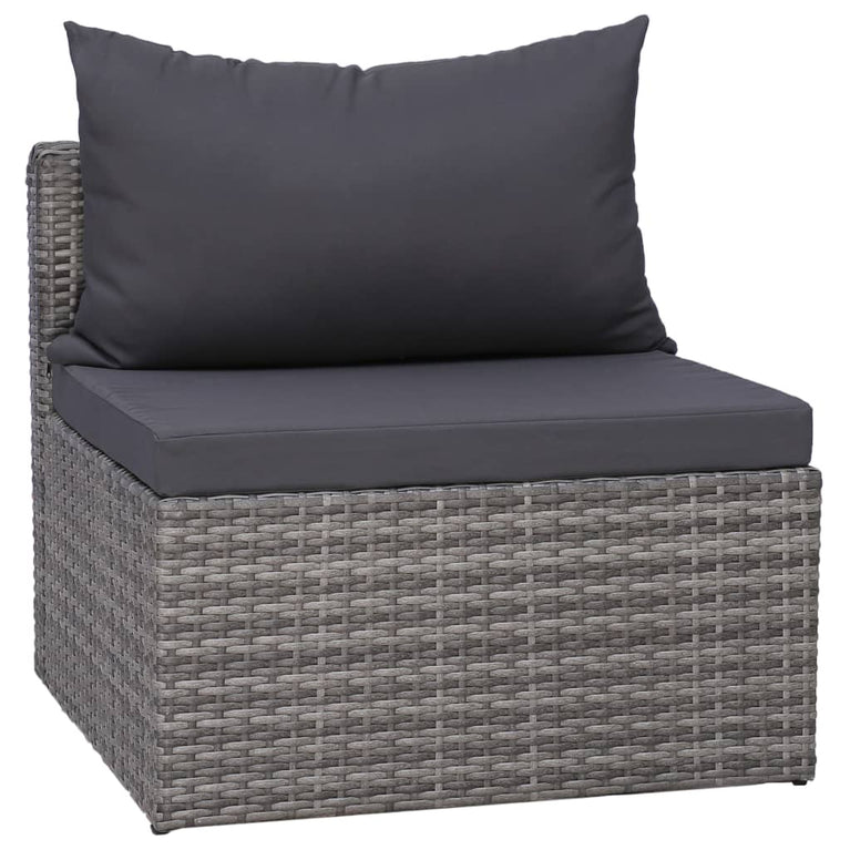 4-delige Loungeset met kussens poly rattan grijs MeubelReus