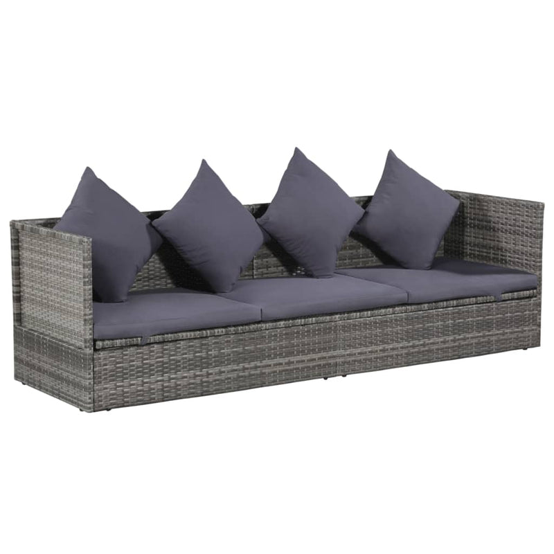 Tuinbed 200x60 cm poly rattan grijs MeubelReus