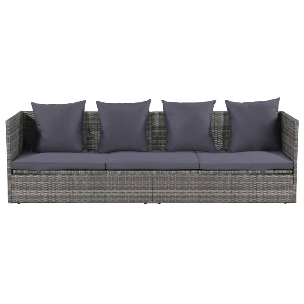 Tuinbed 200x60 cm poly rattan grijs MeubelReus