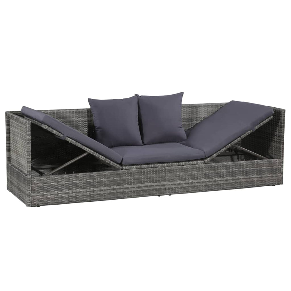 Tuinbed 200x60 cm poly rattan grijs MeubelReus