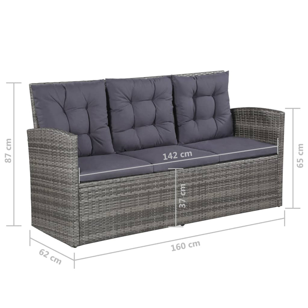 6-delige Loungeset met kussens poly rattan grijs MeubelReus