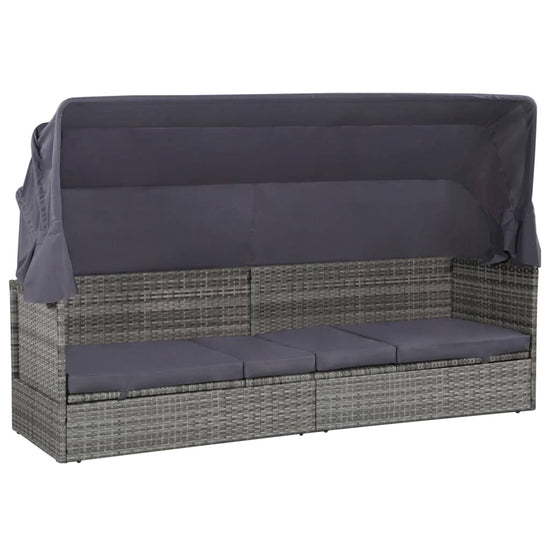 Tuinbed met luifel 205x62 cm poly rattan grijs MeubelReus