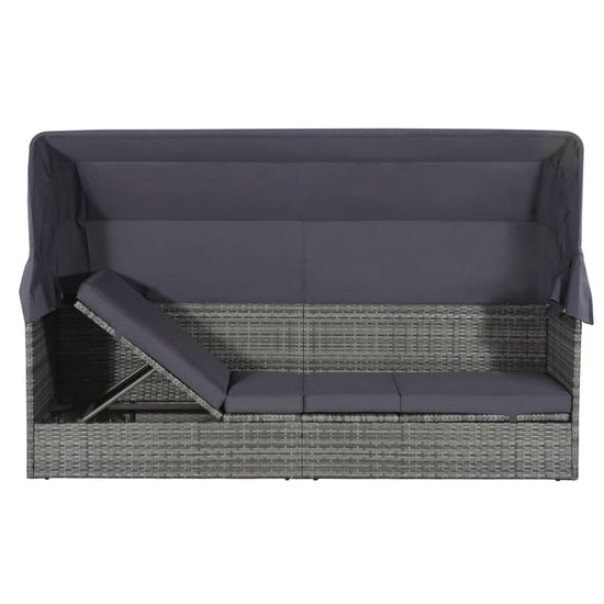 Tuinbed met luifel 205x62 cm poly rattan grijs MeubelReus