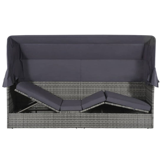 Tuinbed met luifel 205x62 cm poly rattan grijs MeubelReus