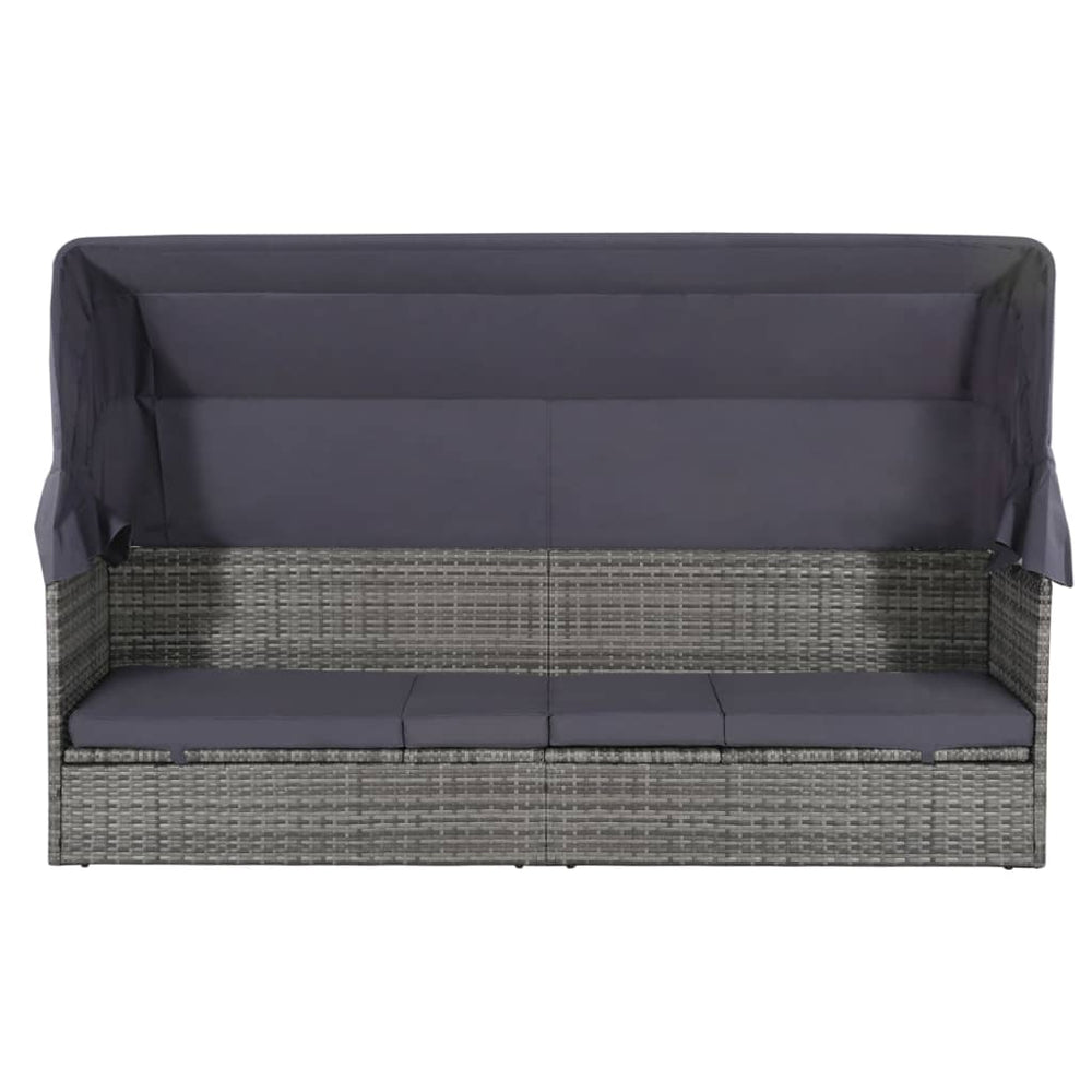 Tuinbed met luifel 205x62 cm poly rattan grijs MeubelReus