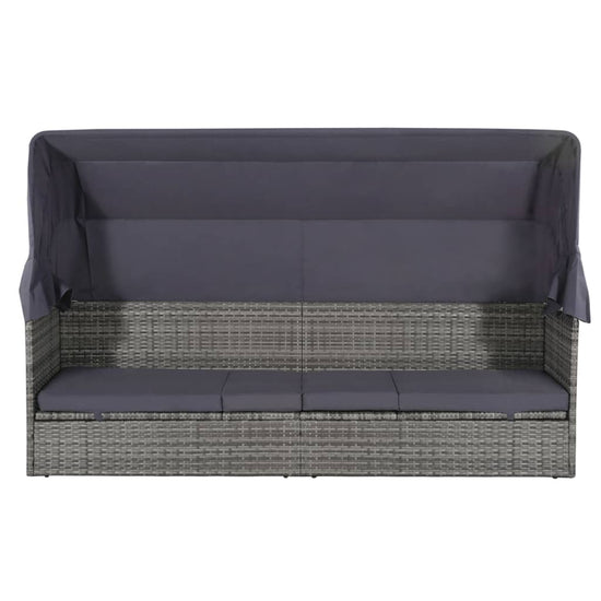 Tuinbed met luifel 205x62 cm poly rattan grijs MeubelReus