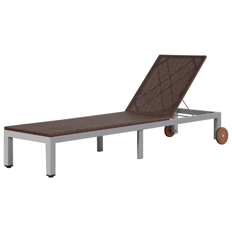 Ligbed met wieltjes poly rattan bruin MeubelReus