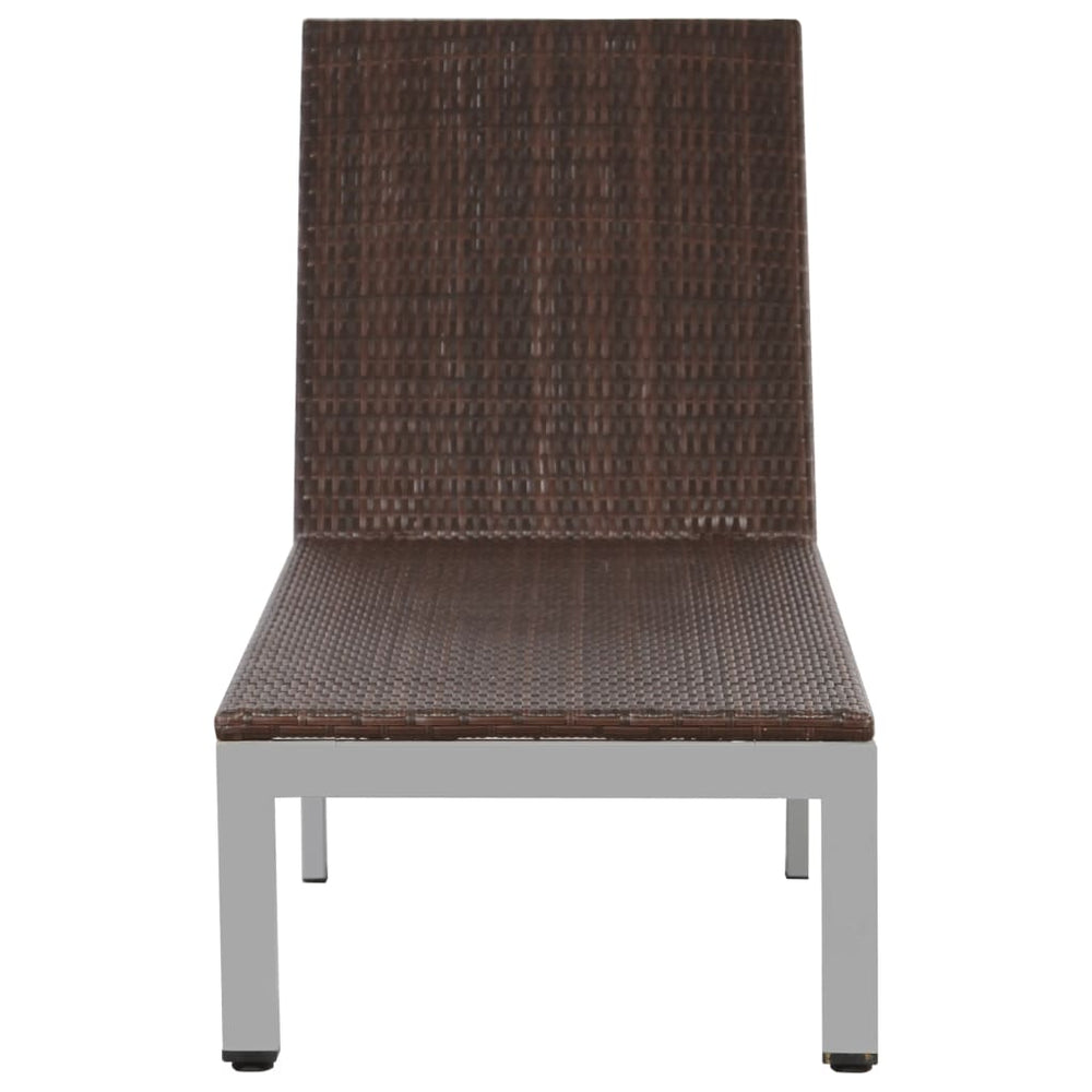 Ligbed met wieltjes poly rattan bruin MeubelReus