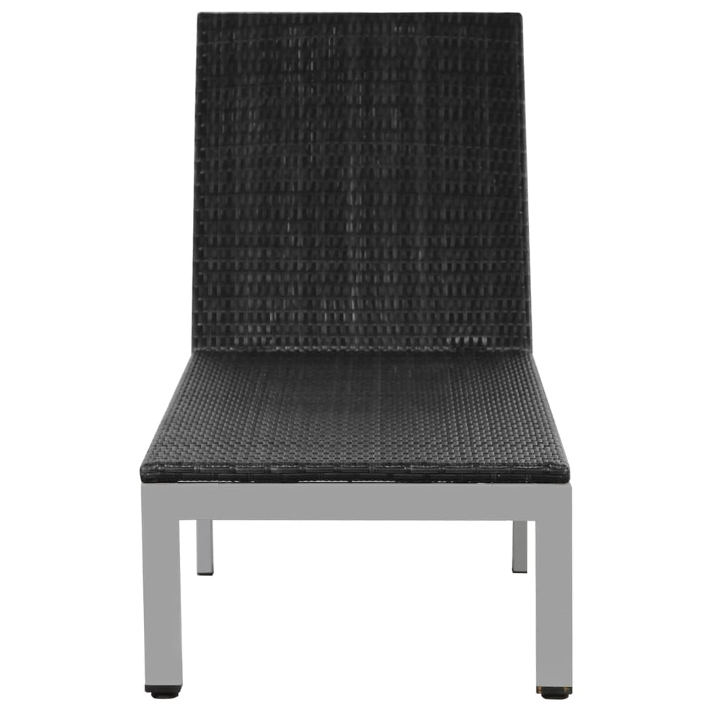 Ligbed met wieltjes poly rattan zwart MeubelReus