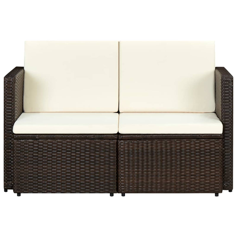 Tuinbank 2-zits met kussens poly rattan bruin MeubelReus