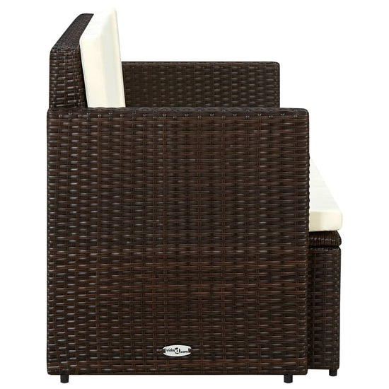 Tuinbank 2-zits met kussens poly rattan bruin MeubelReus