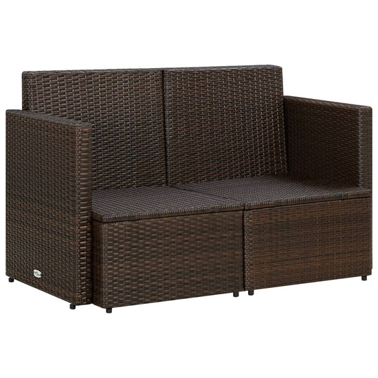 Tuinbank 2-zits met kussens poly rattan bruin MeubelReus