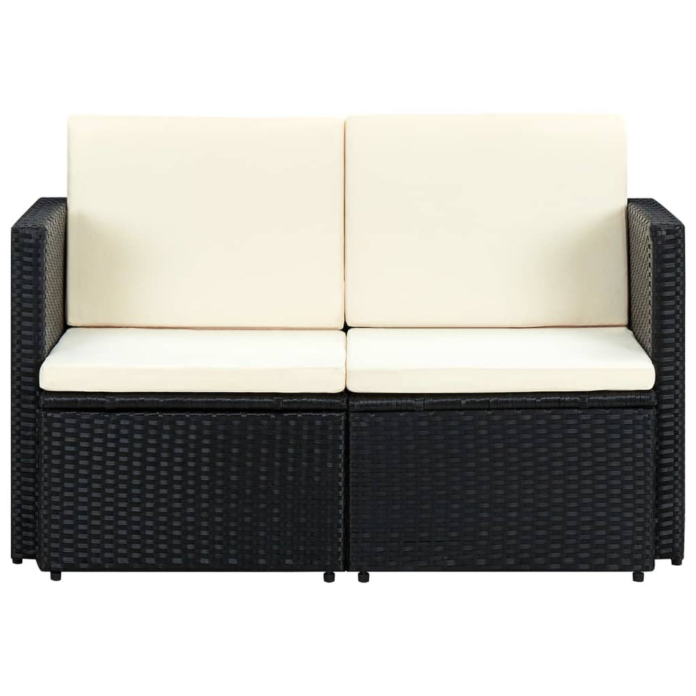 Tuinbank 2-zits met kussens poly rattan zwart MeubelReus