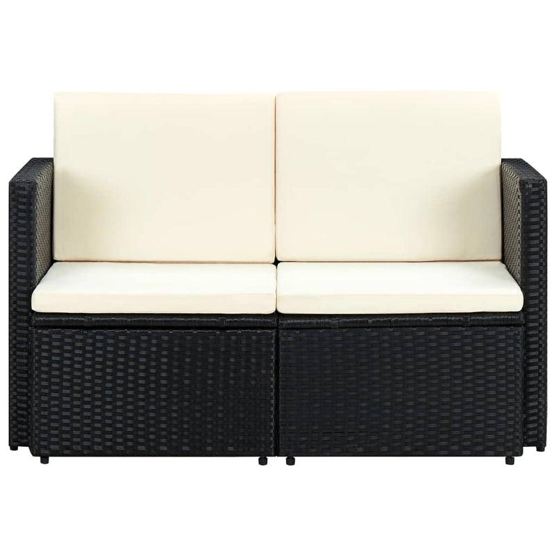 Tuinbank 2-zits met kussens poly rattan zwart MeubelReus