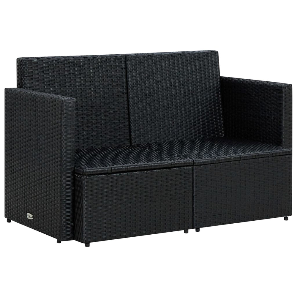 Tuinbank 2-zits met kussens poly rattan zwart MeubelReus
