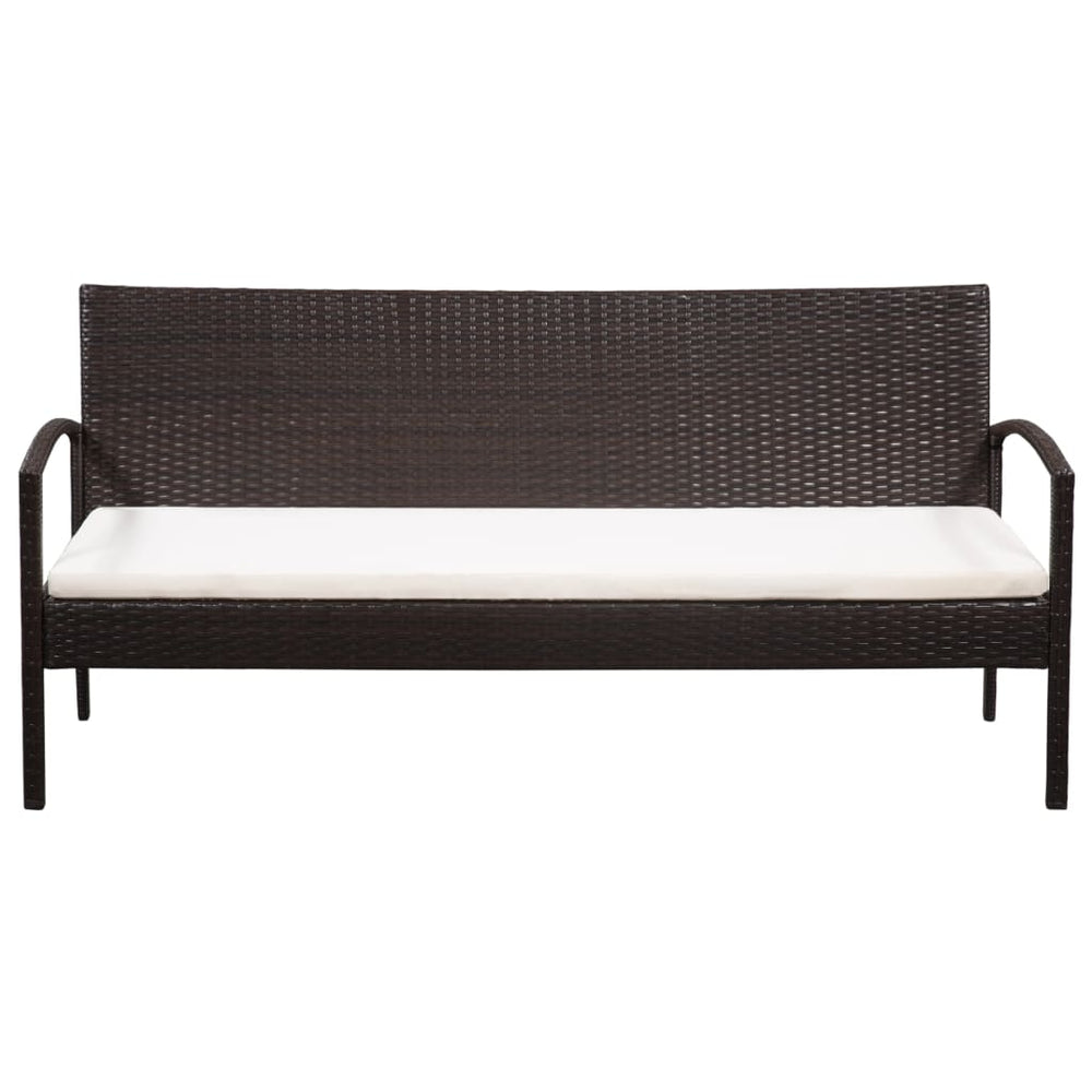 Tuinbank 3-zits met kussens poly rattan bruin MeubelReus