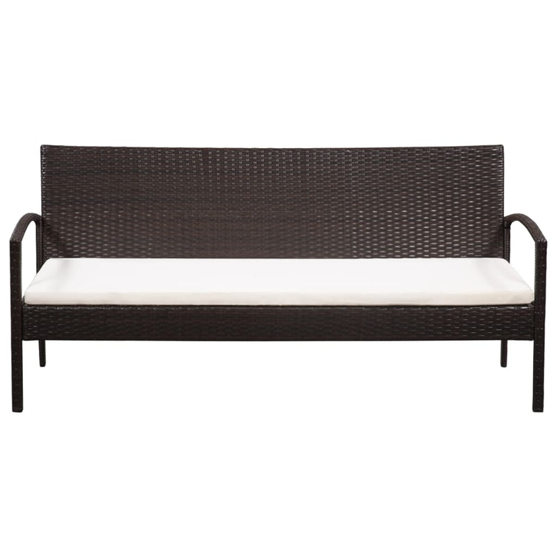Tuinbank 3-zits met kussens poly rattan bruin MeubelReus