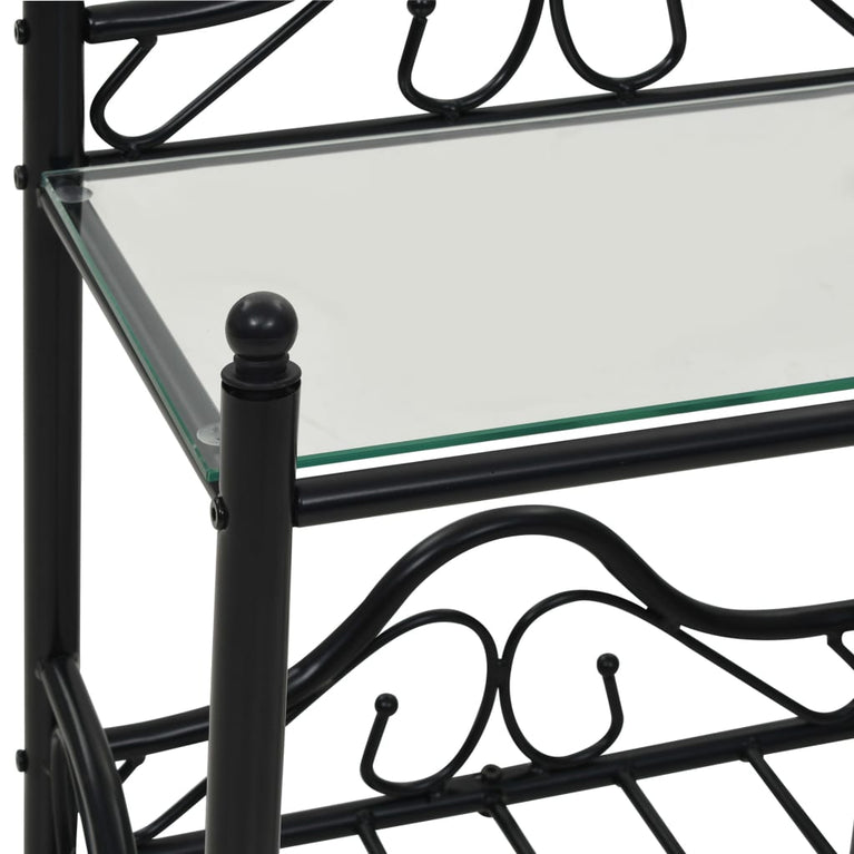 Nachtkastje 45x30,5x60 cm staal en gehard glas zwart
