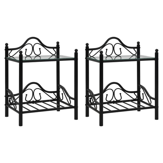Nachtkastjes 45x30,5x60 cm staal en gehard glass 2 st MeubelReus