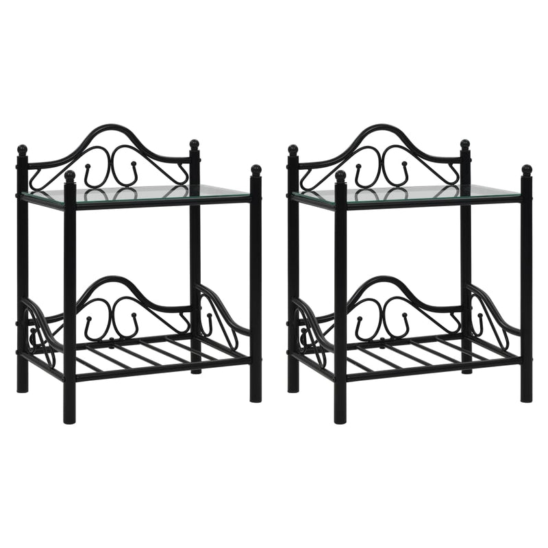 Nachtkastjes 45x30,5x60 cm staal en gehard glass 2 st MeubelReus