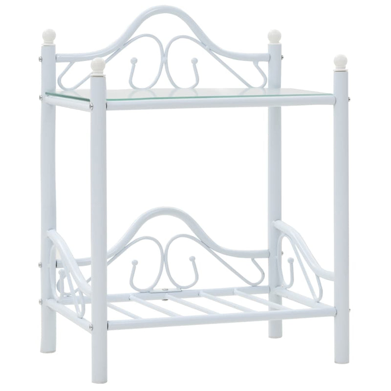Nachtkastjes 45x30,5x60 cm staal en gehard glas wit MeubelReus