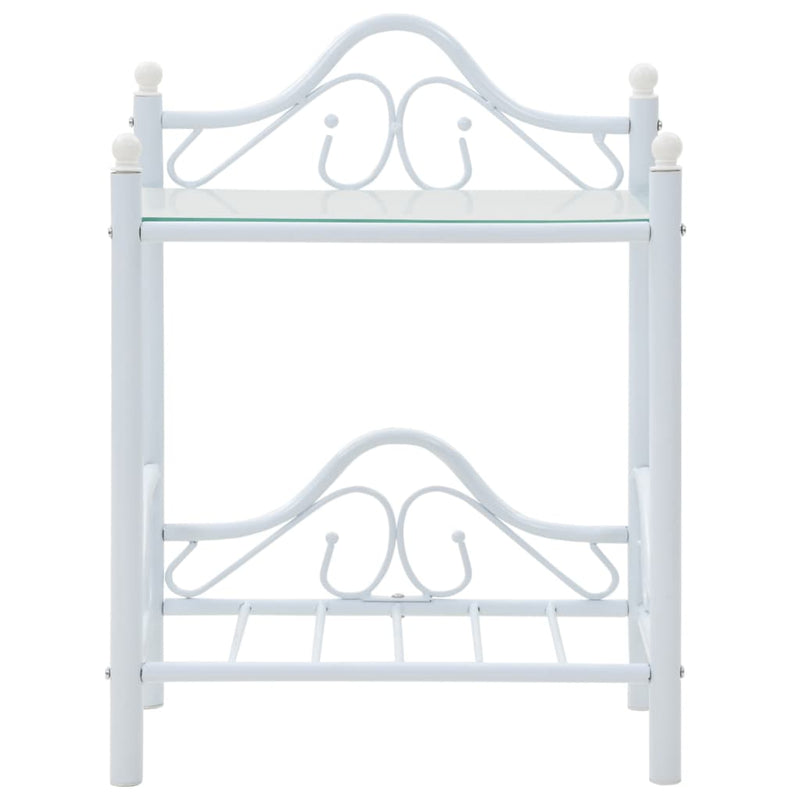 Nachtkastjes 45x30,5x60 cm staal en gehard glas wit MeubelReus