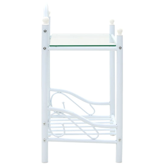 Nachtkastjes 45x30,5x60 cm staal en gehard glas wit MeubelReus