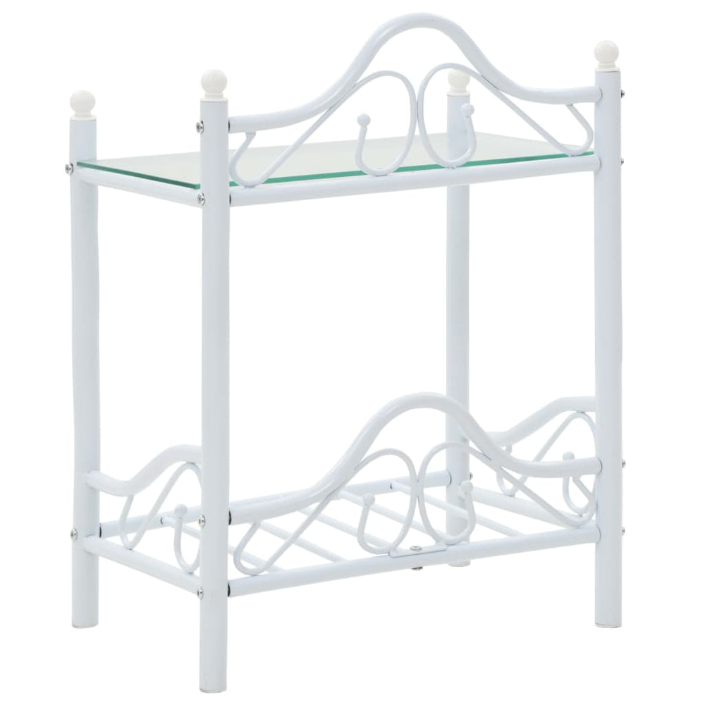 Nachtkastjes 45x30,5x60 cm staal en gehard glas wit MeubelReus