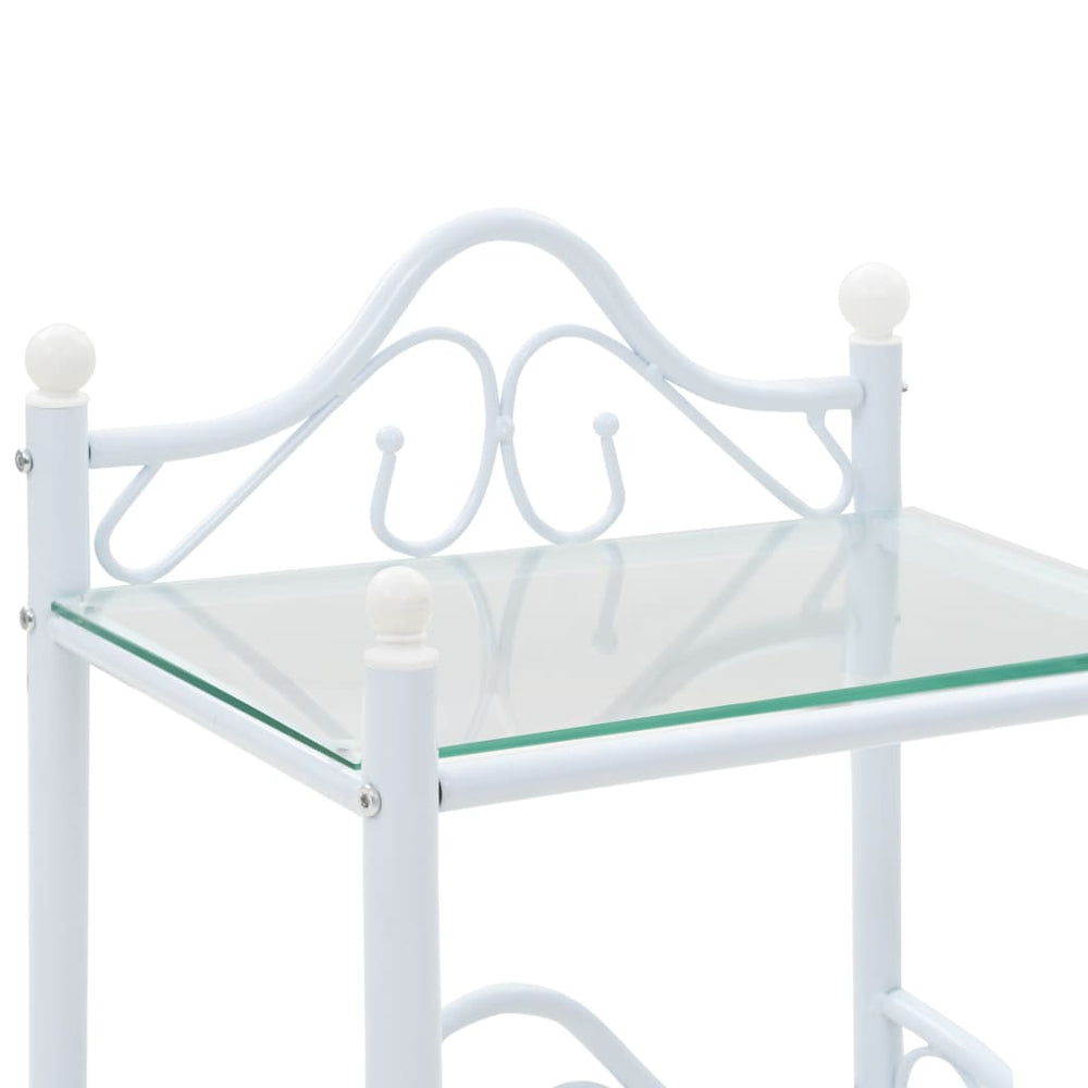 Nachtkastjes 45x30,5x60 cm staal en gehard glas wit MeubelReus